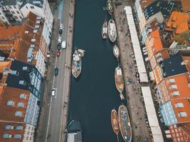 Nyhavn Harbor in Copenhagen, Denmark by Drone photo
