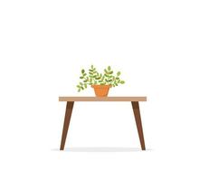 Coffee table with a flower. Flat style vector design template.