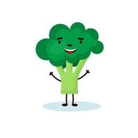 Vector flat illustration of cheerful cartoon broccoli isolated on white background eps 10