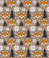 Knitted Christmas and New Year pattern in Tiger. Wool Knitting Sweater Design. Wallpaper wrapping paper textile print. Eps 10 vector