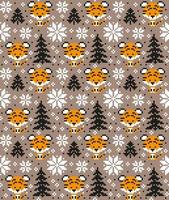 Knitted Christmas and New Year pattern in Tiger. Wool Knitting Sweater Design. Wallpaper wrapping paper textile print. Eps 10 vector