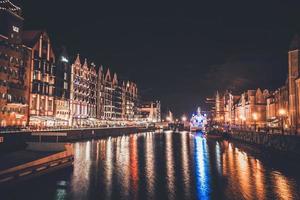 Night views of Gdansk along the Motlawa River photo