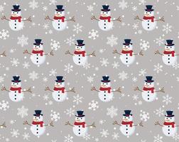 Vector seamless pattern with snowman, snow. Winter simple, stylish Scandinavian repeat texture for wrapping, web page background, Christmas, New Year greeting card, fabrics, home decor, scrapbooking