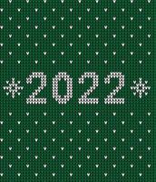 New Year Seamless Knitted Pattern with number 2022. Knitting Sweater Design. Wool Knitted Texture. Vector illustration