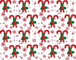 Christmas vector seamless pattern with candy canes and snowflakes. Background for wrapping paper, fabric print, greeting cards design