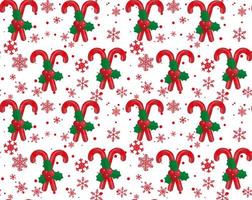 Christmas vector seamless pattern with candy canes and snowflakes. Background for wrapping paper, fabric print, greeting cards design