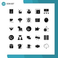 25 User Interface Solid Glyph Pack of modern Signs and Symbols of leadership business spaghetti play fun Editable Vector Design Elements