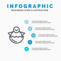 Egg Chicken Easter Baby Happy Line icon with 5 steps presentation infographics Background vector