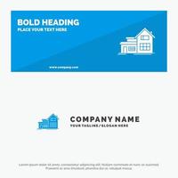 Home House Building Apartment SOlid Icon Website Banner and Business Logo Template vector