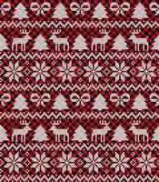 Knitted Christmas and New Year pattern at Buffalo Plaid. Wool Knitting Sweater Design. Wallpaper wrapping paper textile print. vector