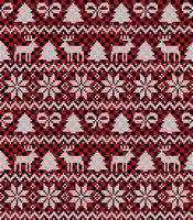 Knitted Christmas and New Year pattern at Buffalo Plaid. Wool Knitting Sweater Design. Wallpaper wrapping paper textile print. vector