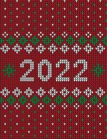 New Year Seamless Knitted Pattern with number 2022. Knitting Sweater Design. Wool Knitted Texture. Vector illustration