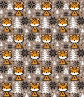 Knitted Christmas and New Year pattern in Tiger. Wool Knitting Sweater Design. Wallpaper wrapping paper textile print. Eps 10 vector