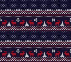 Knitted Christmas and New Year pattern at Buffalo Plaid. Wool Knitting Sweater Design. Wallpaper wrapping paper textile print. vector