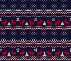 Knitted Christmas and New Year pattern at Buffalo Plaid. Wool Knitting Sweater Design. Wallpaper wrapping paper textile print. vector