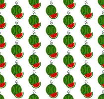Vector seamless pattern in watermelons on a white background