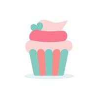 Sweet yummy cupcake, creamy cake, vector ilustration