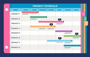 plantillas de línea de tiempo semanales de colores azules para organizar el cronograma del proyecto vector