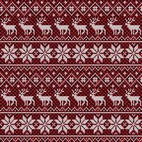 Knitted Christmas and New Year pattern at Buffalo Plaid. Wool Knitting Sweater Design. Wallpaper wrapping paper textile print. vector