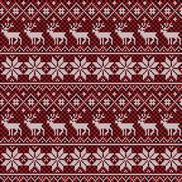 Knitted Christmas and New Year pattern at Buffalo Plaid. Wool Knitting Sweater Design. Wallpaper wrapping paper textile print. vector