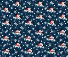 Seamless pattern decoration of red bullfinch bird and snowflake vector