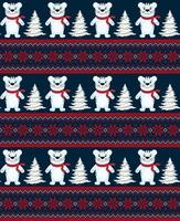 Knitted Christmas and New Year pattern. Wool Knitting Sweater Design. Wallpaper wrapping paper textile print. vector