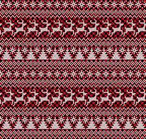 Knitted Christmas and New Year pattern at Buffalo Plaid. Wool Knitting Sweater Design. Wallpaper wrapping paper textile print. vector