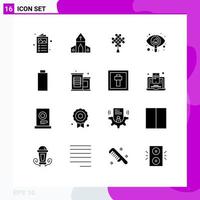 16 Universal Solid Glyph Signs Symbols of empty view chineseknot seen eye Editable Vector Design Elements