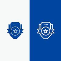 Badge Club Emblem Shield Sport Line and Glyph Solid icon Blue banner Line and Glyph Solid icon Blue banner vector