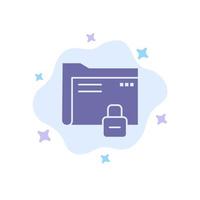 Data Folder Password Protection Secure Blue Icon on Abstract Cloud Background vector