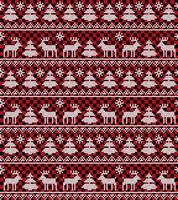 Knitted Christmas and New Year pattern at Buffalo Plaid. Wool Knitting Sweater Design. Wallpaper wrapping paper textile print. vector