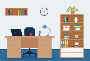 Workplace in office. Cabinet with workspace with table and computer. Concept illustration, flat style vector. eps 10 vector