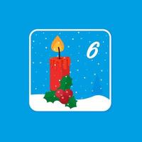 Calendario de adviento. tarjetas de celebración navideña para la cuenta regresiva del 6 de diciembre vector