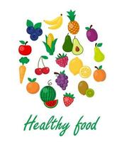 Healthy food vector template. Organic products concept. Flat style design, vector illustration