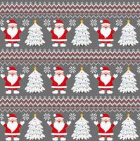 Knitted Christmas and New Year pattern into santa. Wool Knitting Sweater Design. Wallpaper wrapping paper textile print. vector
