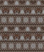 Knitted Christmas and New Year pattern in Tiger. Wool Knitting Sweater Design. Wallpaper wrapping paper textile print. vector