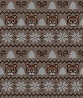 Knitted Christmas and New Year pattern in Tiger. Wool Knitting Sweater Design. Wallpaper wrapping paper textile print. vector