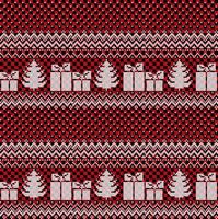 Knitted Christmas and New Year pattern at Buffalo Plaid. Wool Knitting Sweater Design. Wallpaper wrapping paper textile print. vector