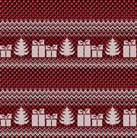 Knitted Christmas and New Year pattern at Buffalo Plaid. Wool Knitting Sweater Design. Wallpaper wrapping paper textile print. vector