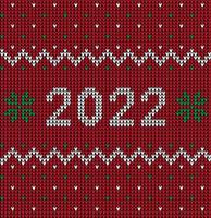 New Year Seamless Knitted Pattern with number 2022. Knitting Sweater Design. Wool Knitted Texture. Vector illustration