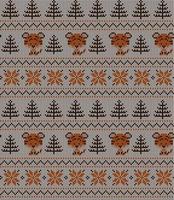 Knitted Christmas and New Year pattern in Tiger. Wool Knitting Sweater Design. Wallpaper wrapping paper textile print. vector