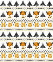 Knitted Christmas and New Year pattern in Tiger. Wool Knitting Sweater Design. Wallpaper wrapping paper textile print. vector