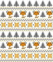 Knitted Christmas and New Year pattern in Tiger. Wool Knitting Sweater Design. Wallpaper wrapping paper textile print. vector