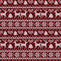 Knitted Christmas and New Year pattern at Buffalo Plaid. Wool Knitting Sweater Design. Wallpaper wrapping paper textile print. vector