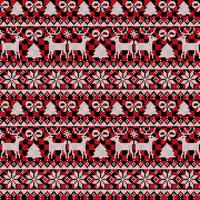 Knitted Christmas and New Year pattern at Buffalo Plaid. Wool Knitting Sweater Design. Wallpaper wrapping paper textile print. vector