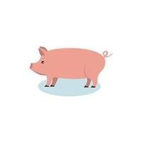 Pink pig in flat style isolated on white background. Pig icon for web and banners. Vector illustration