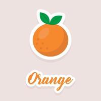 Cute vector sticker fruit orange icons. Flat style.