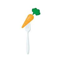 Carrots on forks Concept of diet. Vector illustration.