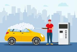 Car washing service. Web illustrations in flat style. vector