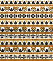 Knitted Christmas and New Year pattern in Tiger. Wool Knitting Sweater Design. Wallpaper wrapping paper textile print. vector